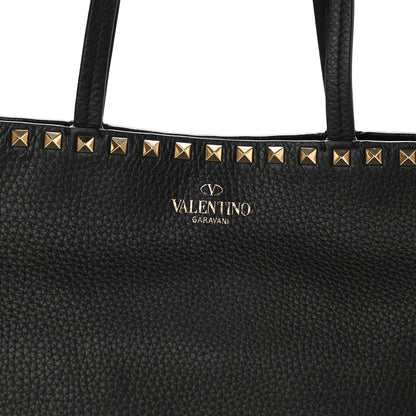 Valentino Garavani Grained Calfskin Rockstud Shoulder Tote Black 7 of 12