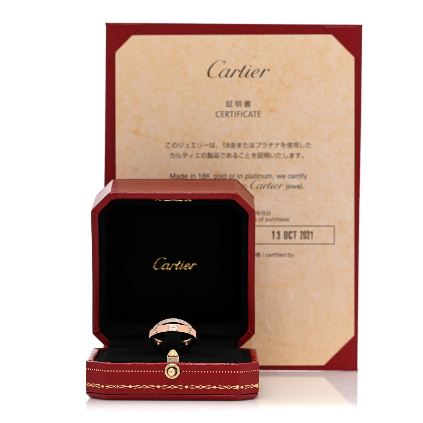 18K Pink White Gold 6 Diamond LOVE Ring 52 6