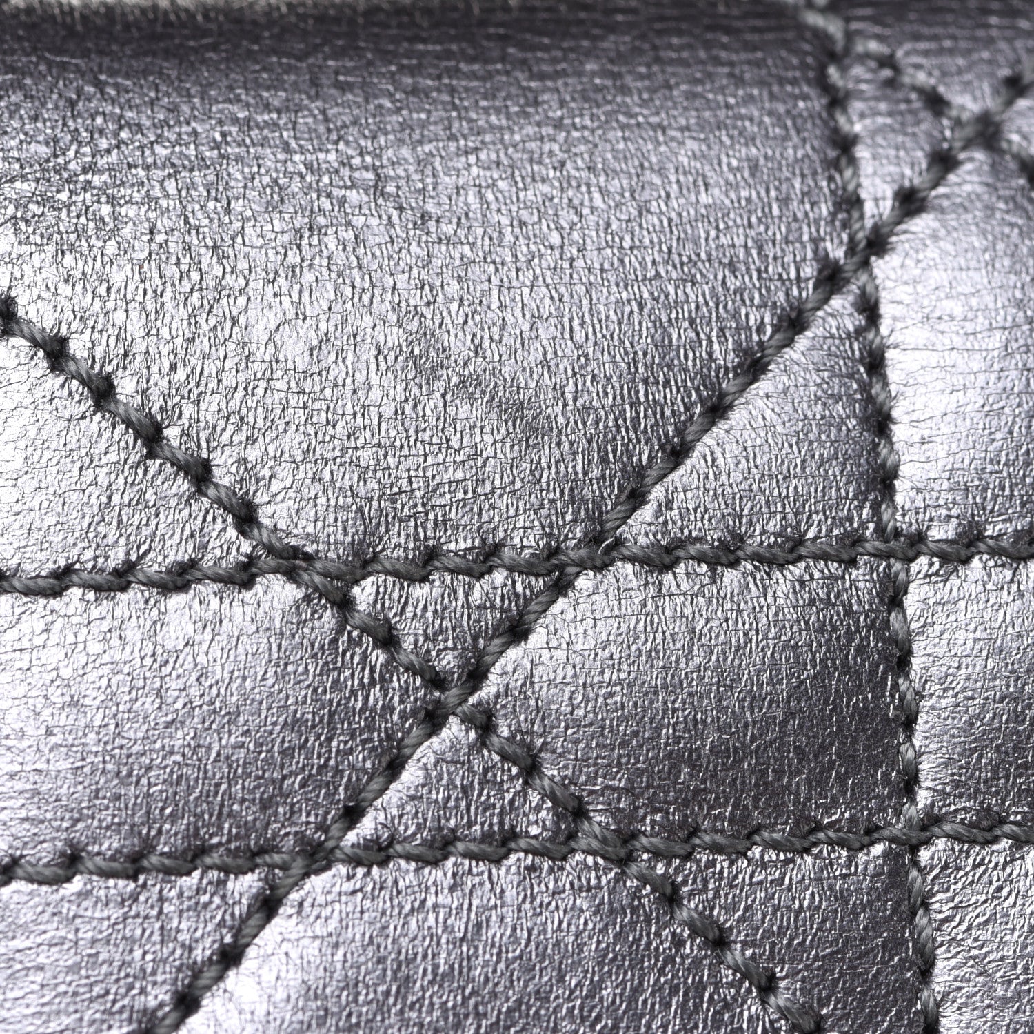 Christian Dior Metallic Lambskin Cannage Miss Dior Chain Wallet Silver 5 of 11