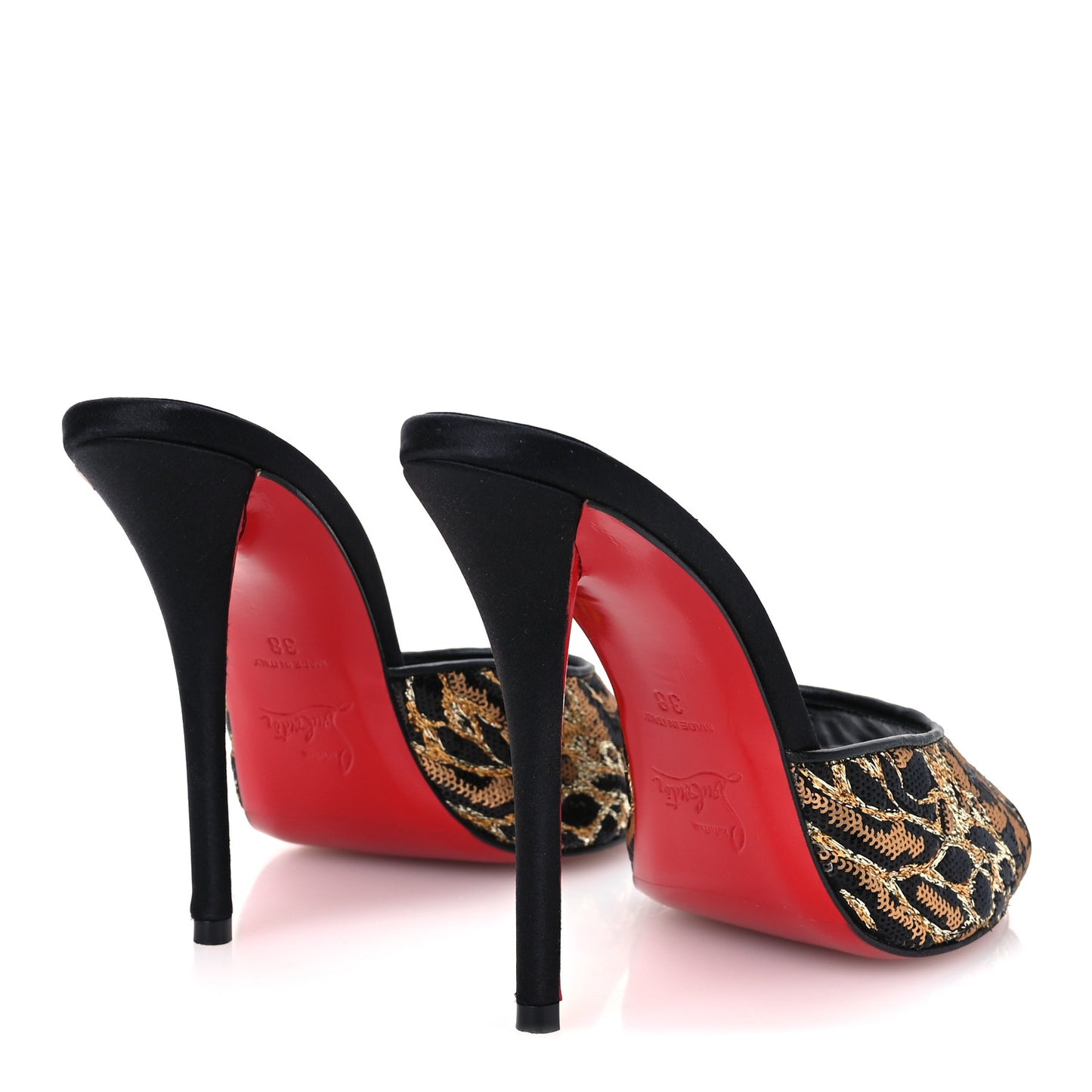 Satin Sequin Miss Z Ocelot 100 Mule 38 Black Multicolor