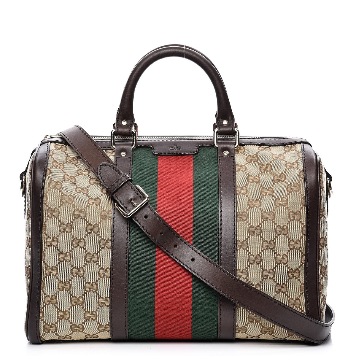 Monogram Vintage Web Medium Boston Dark Brown
