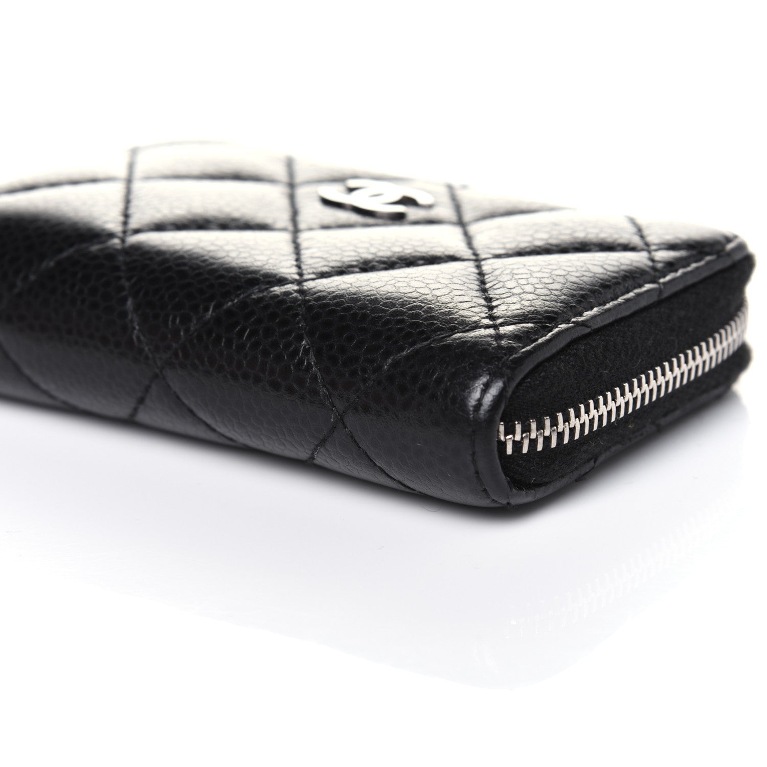 Chanel Caviar Quilted Zip Coin Purse Black 10 of 14
