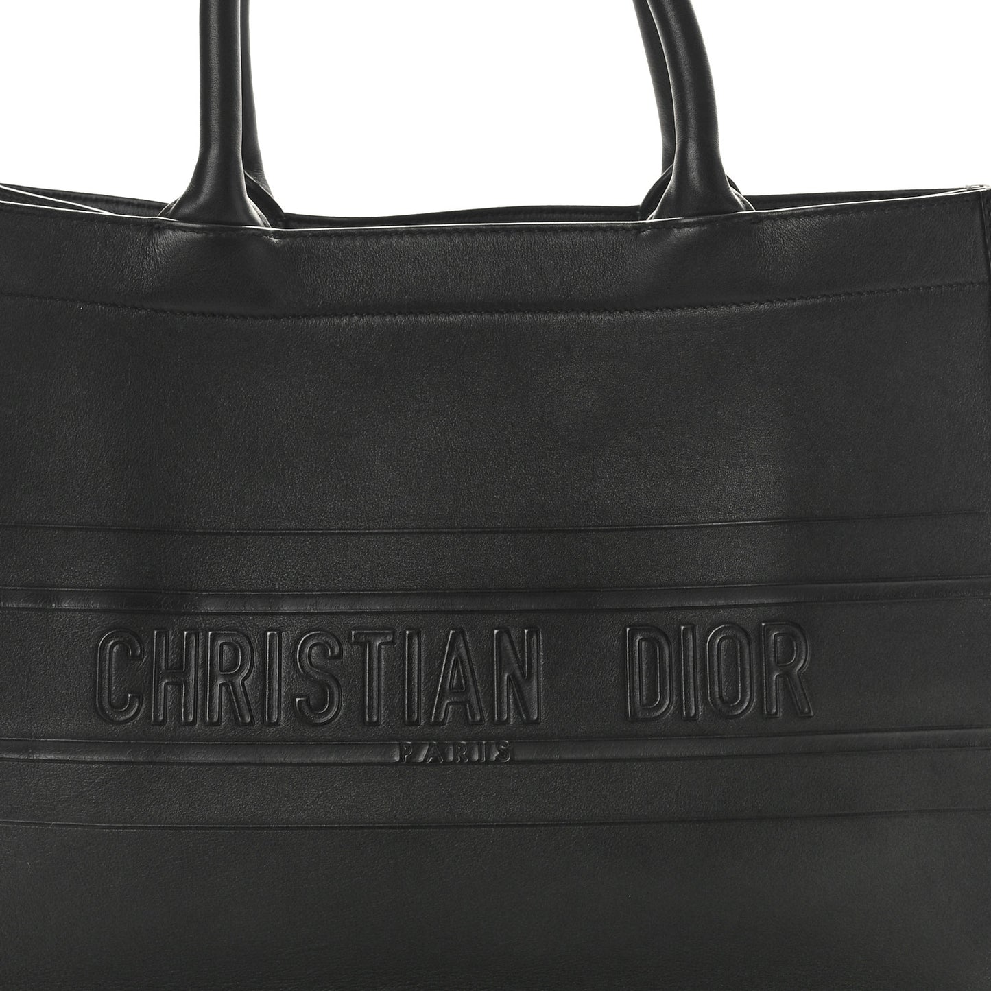 Calfskin Embossed Medium Book Tote Black