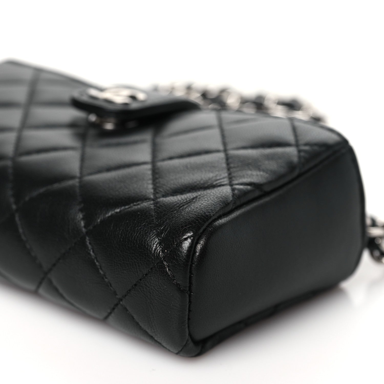 Chanel Lambskin Quilted Crystal Valentine Charms Mini Phone Holder Crossbody Bag Black 10 of 10