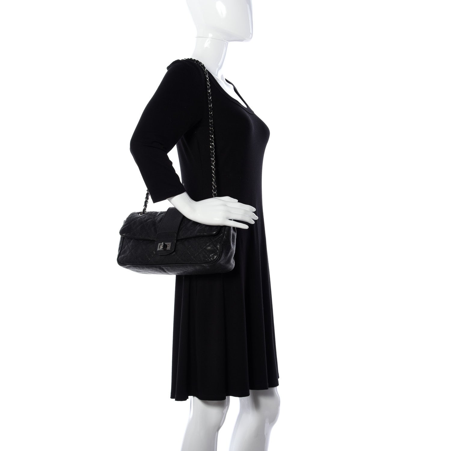 Chanel Caviar Quilted Jumbo Mademoiselle Flap Black 2 of 14