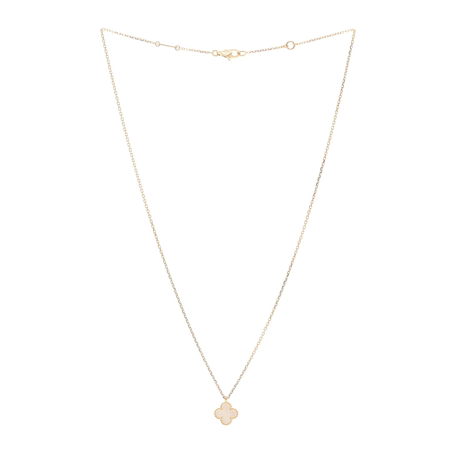 18K Yellow Gold Mother of Pearl Sweet Alhambra Pendant Necklace