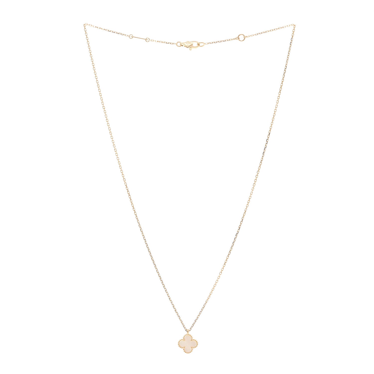 Van Cleef & Arpels 18K Yellow Gold Mother of Pearl Sweet Alhambra Pendant Necklace 3 of 6