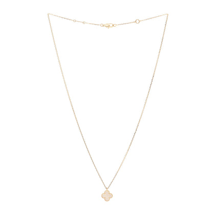 Van Cleef & Arpels 18K Yellow Gold Mother of Pearl Sweet Alhambra Pendant Necklace 3 of 6