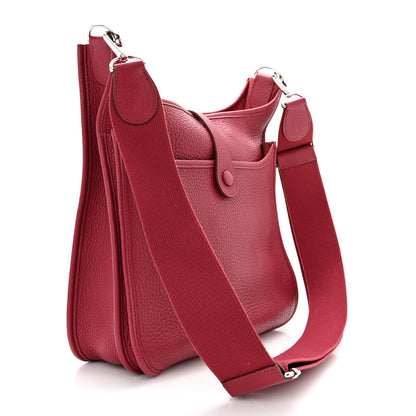 Hermes Taurillon Clemence Evelyne III PM Rouge Grenat 3 of 10
