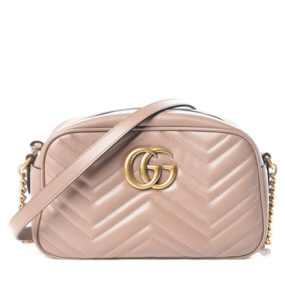 Gucci Calfskin Matelasse Small GG Marmont Chain Shoulder Bag Taupe 1 of 12