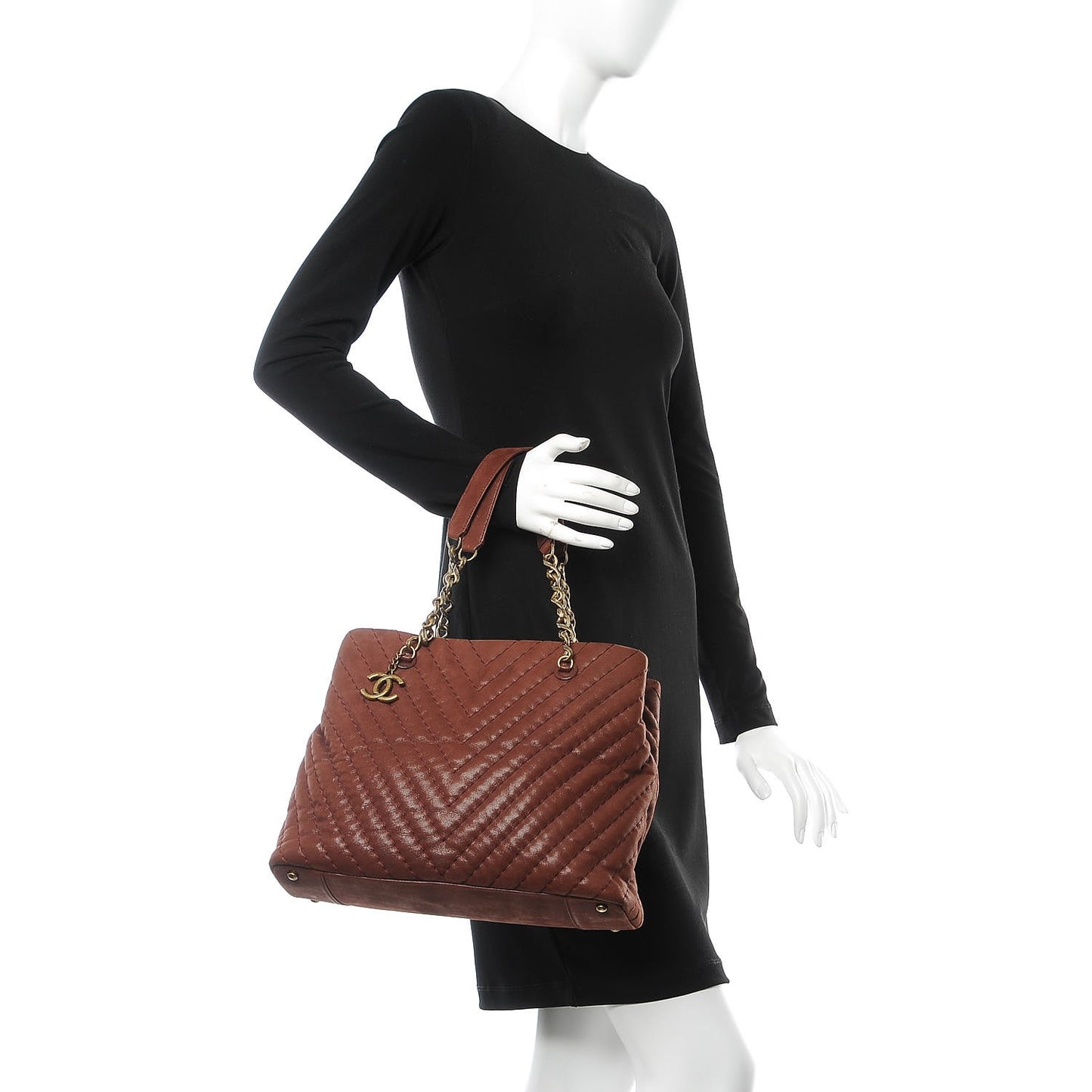 Iridescent Calfskin Chevron Quilted Surpique Tote Burgundy