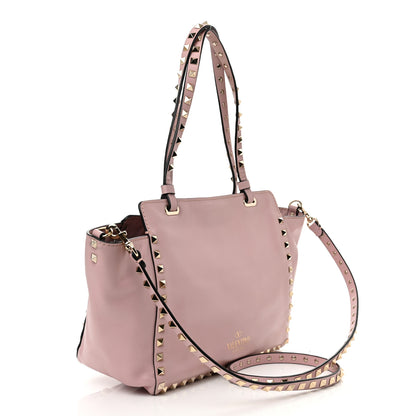 Valentino Garavani Vitello Small Rockstud Tote Water Rose 3 of 10