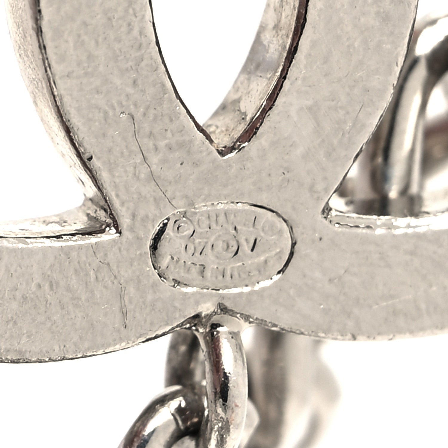 Chanel Metal Enamel CC Adjustable Chain Logo Belt Silver White 4 of 4