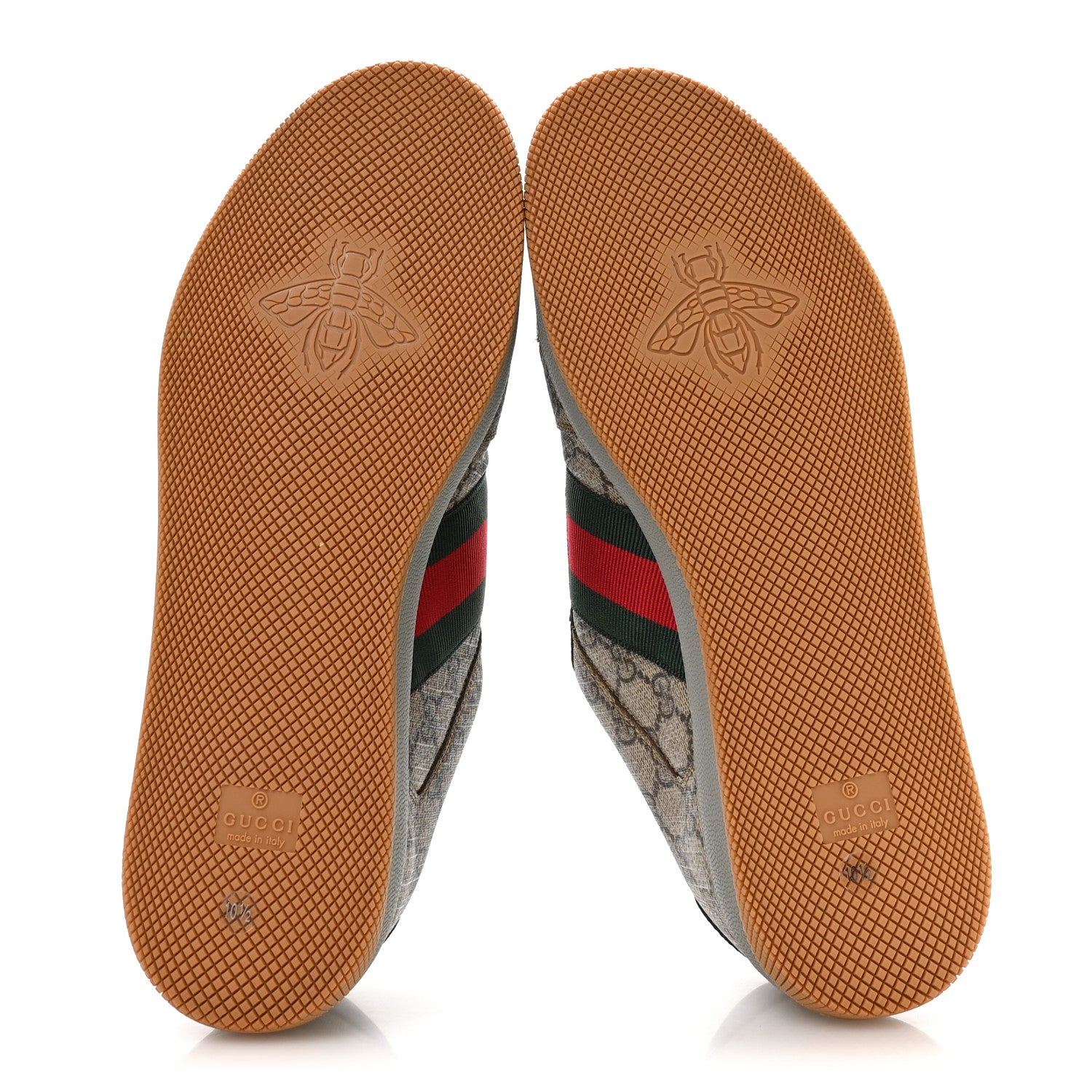 Gucci GG Supereme Monogram Miro Soft Calfskin Web Mens Screener Sneakers 10.5 Beige Ebony Black New Platinum 6 of 9