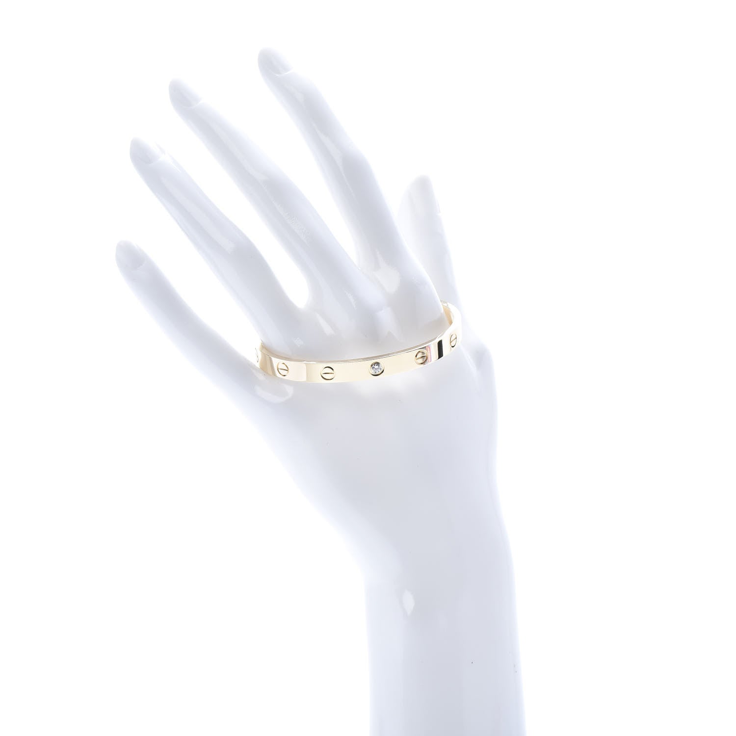 Cartier 18K Yellow Gold 1 Diamond LOVE Cuff Bracelet 17 2 of 5