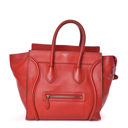 Celine Drummed Calfskin Mini Luggage Red 1 of 15