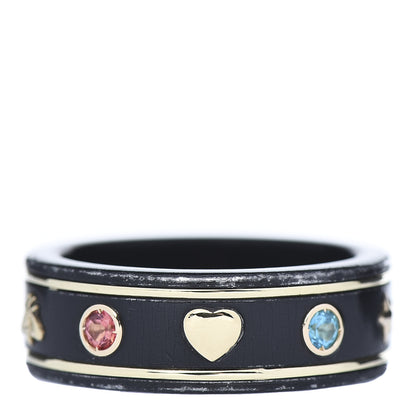 Gucci 18K Yellow Gold Ceramic Topaz Icon Band Ring 54 6.75 Black 1 of 10