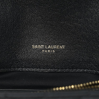 Saint Laurent Sheepskin Matelasse Chevron Monogram Medium College Bag Black 7 of 11