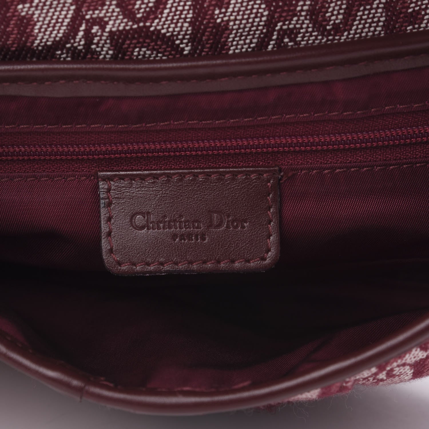 Christian Dior Monogram Saddle Bag Burgundy 6 of 9