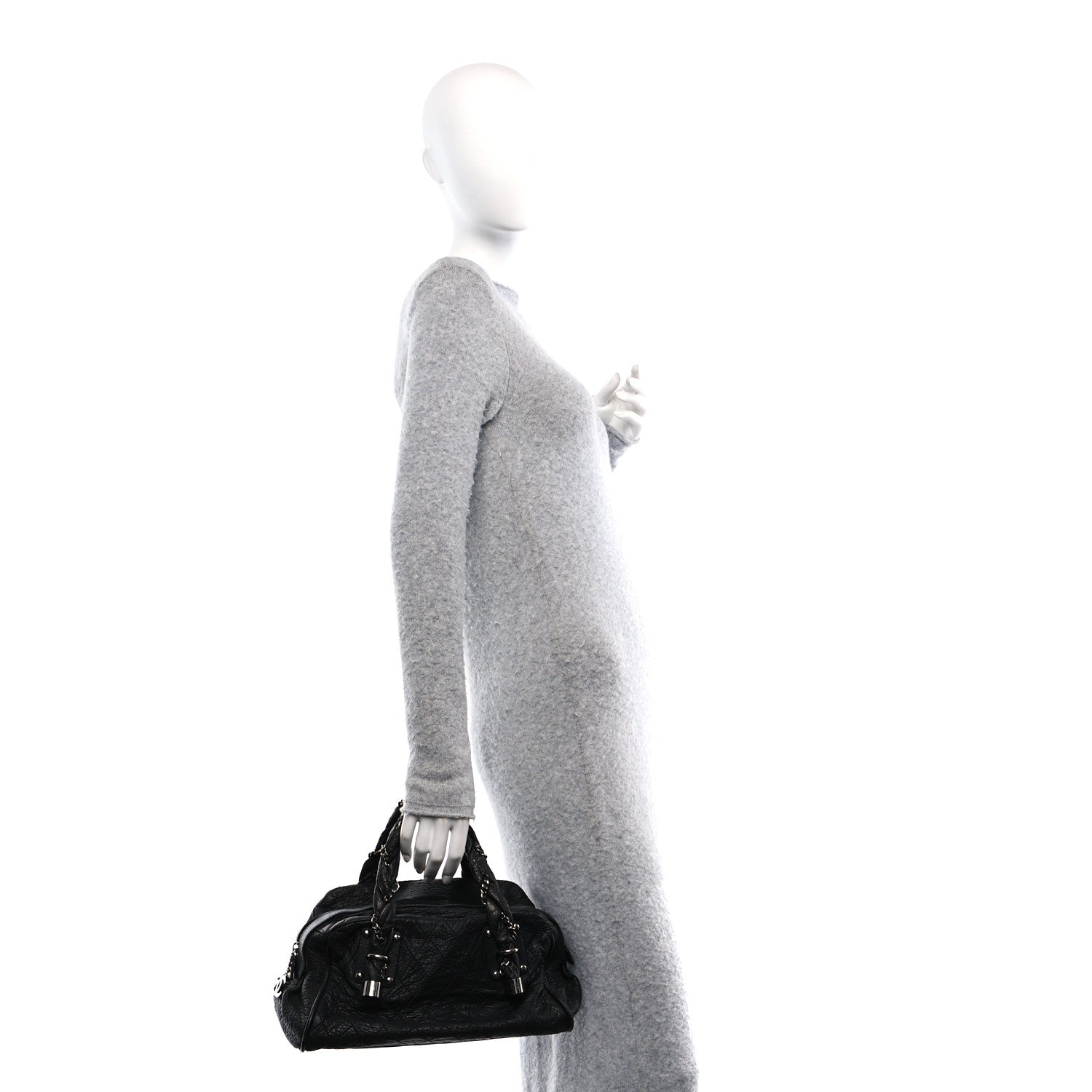 Chanel Distressed Lambskin Lady Braid Bowler Black 3 of 13