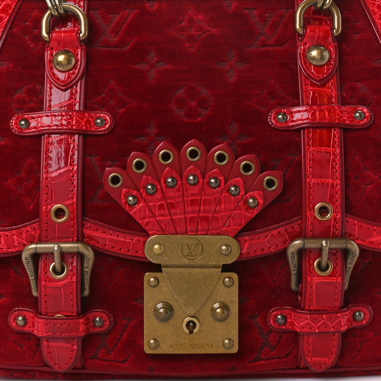 Monogram Velours Alligator Gracie MM Rouge