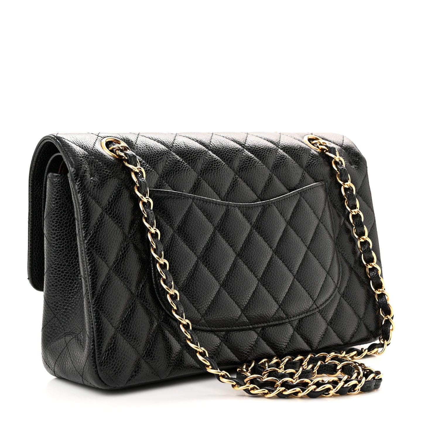 Caviar Quilted Medium Double Flap Black