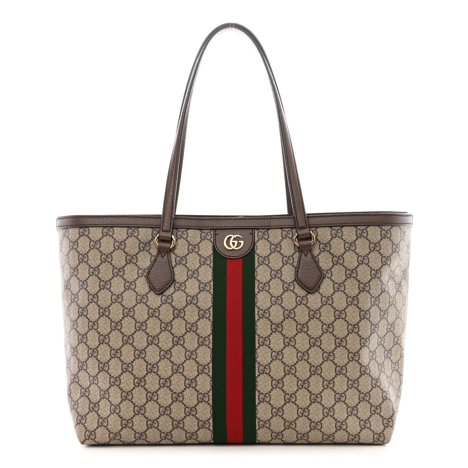 Gucci GG Supreme Monogram Medium Ophidia Shopping Tote Brown 1 of 10