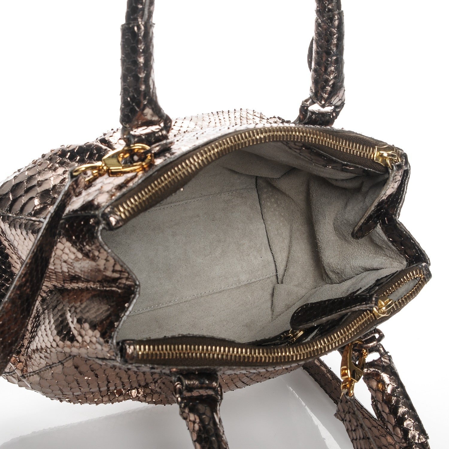 Nancy Gonzalez Metallic Python Double Zip Satchel 5 of 7