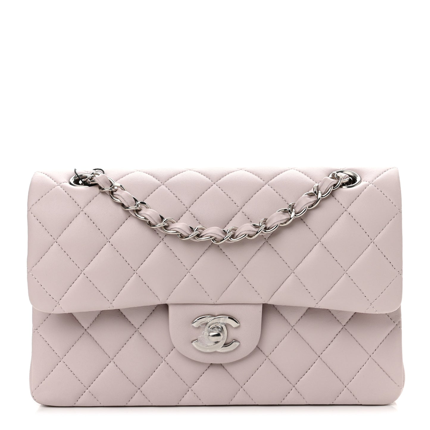 Lambskin Quilted Small Double Flap Light Purple