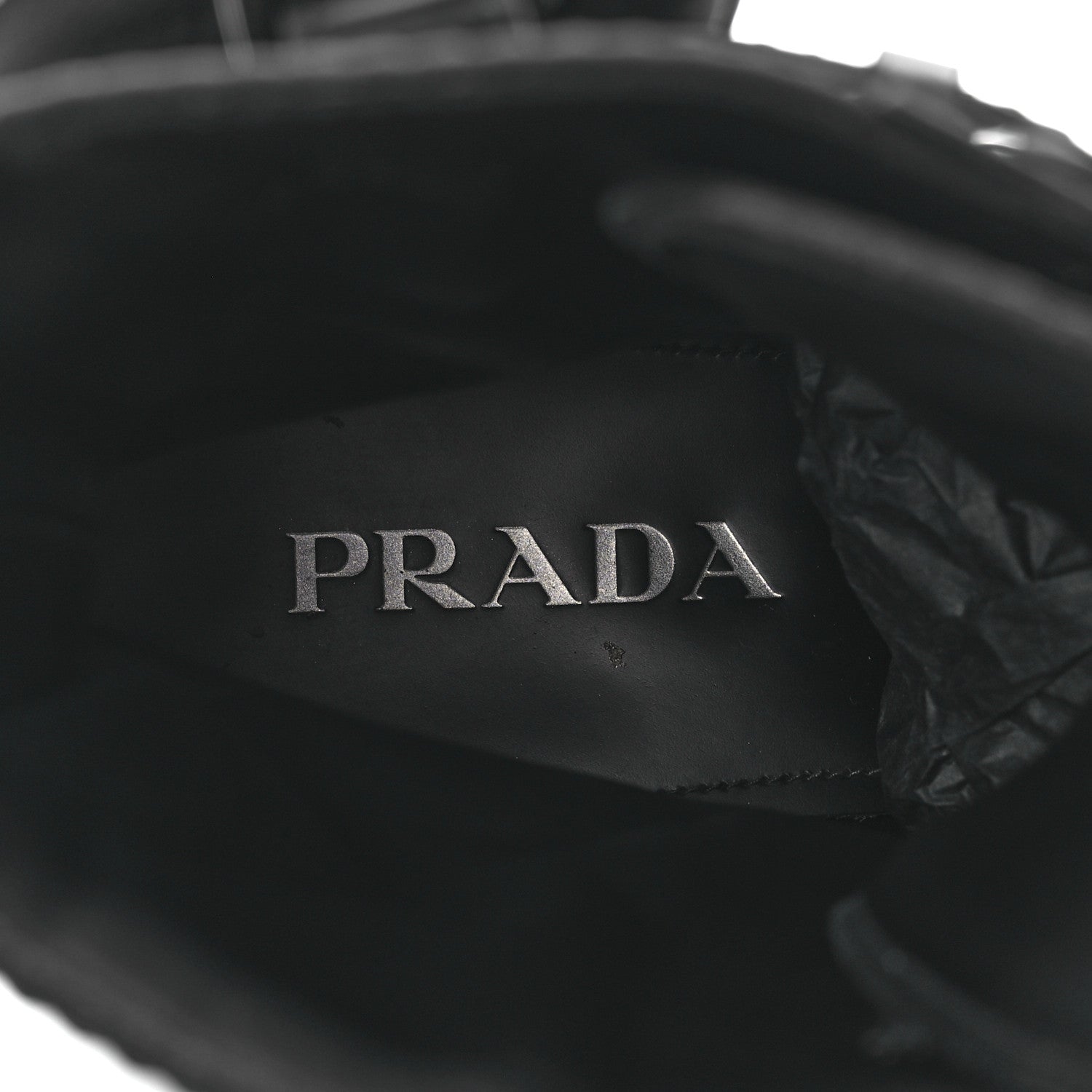 Prada Spazzolato Rois Re-Nylon Metal Triangle Logo Mens Monolith Pouch Pocket 60mm Combat Boots 8.5 Black 7 of 9