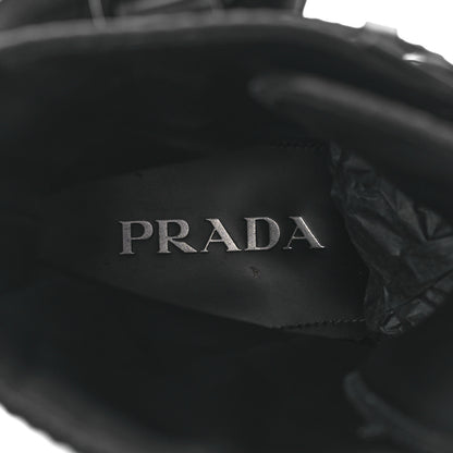 Prada Spazzolato Rois Re-Nylon Metal Triangle Logo Mens Monolith Pouch Pocket 60mm Combat Boots 8.5 Black 7 of 9