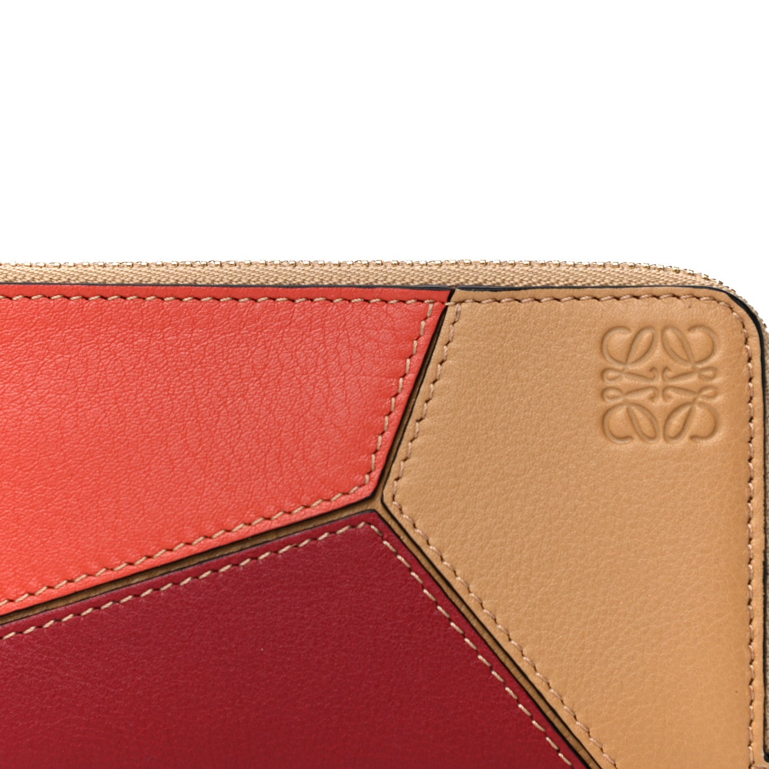 Loewe Calfskin Puzzle Colorblock Coin Card Holder Deep Red Dune 8 of 11