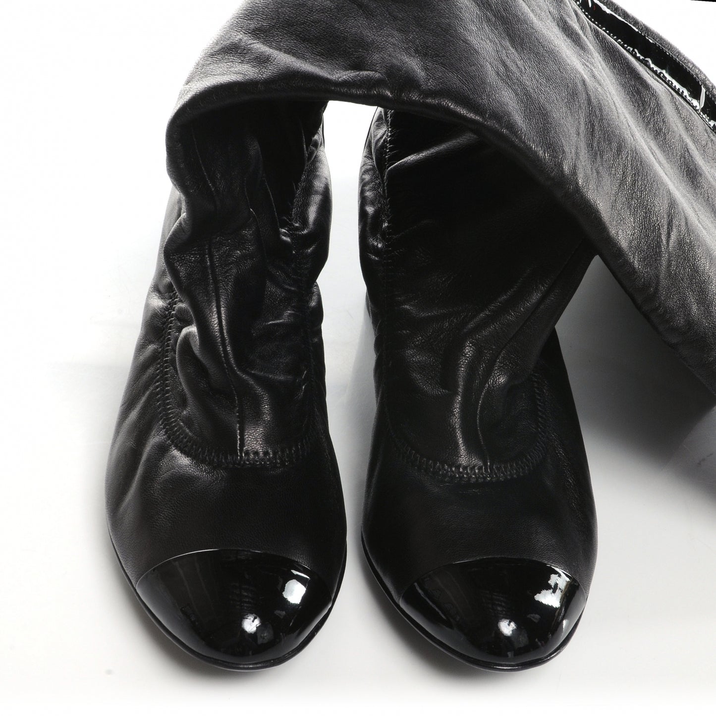 Leather Over The Knee Boots 38 Black