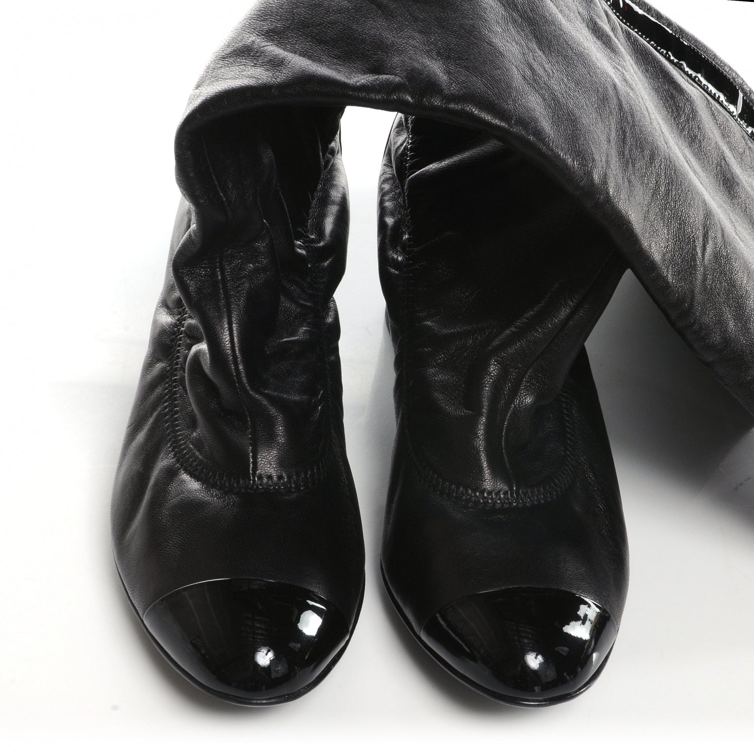 Chanel Leather Over The Knee Boots 38 Black 5 of 7