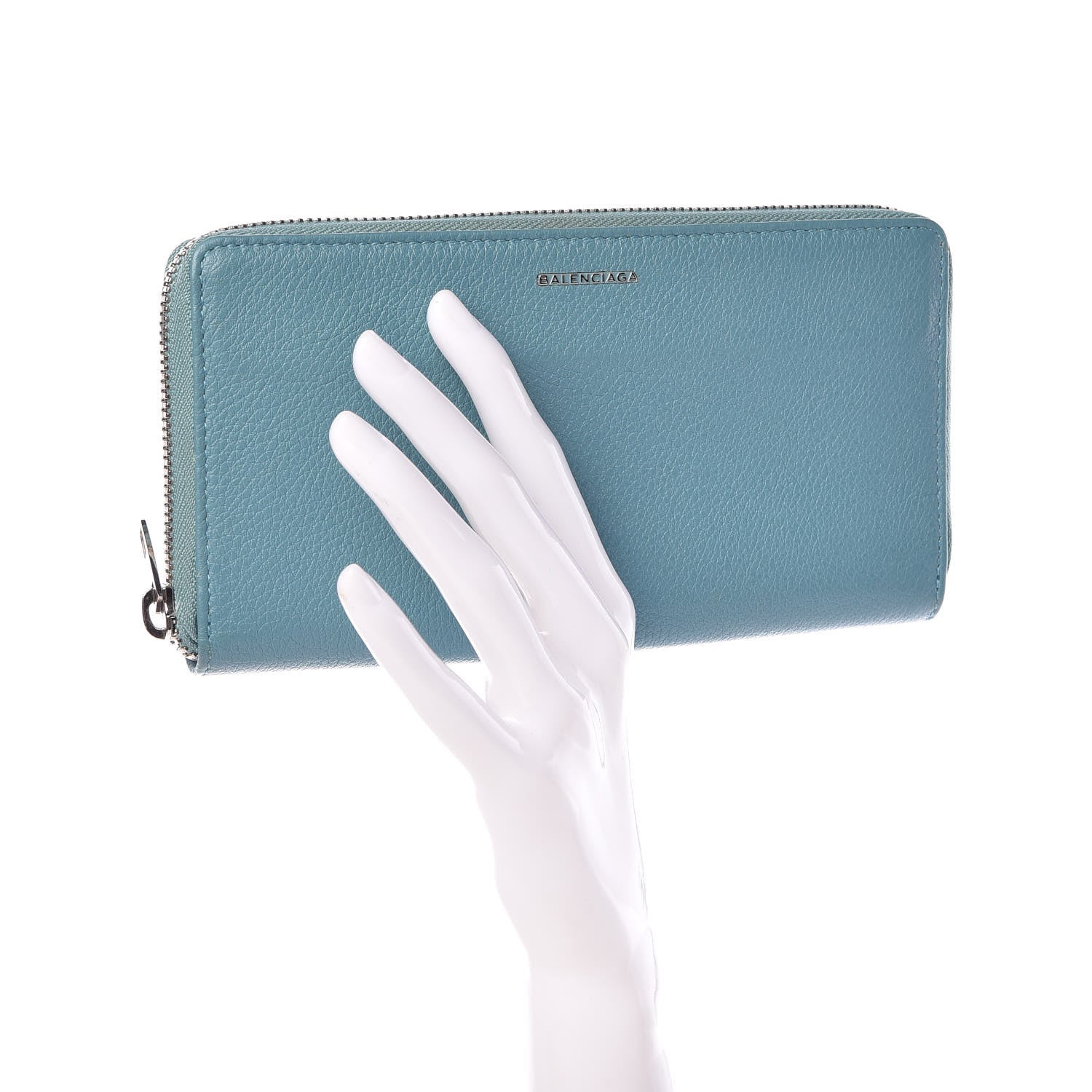 Balenciaga Calfskin Essential Continental Zip Around Wallet Bleu 2 of 11