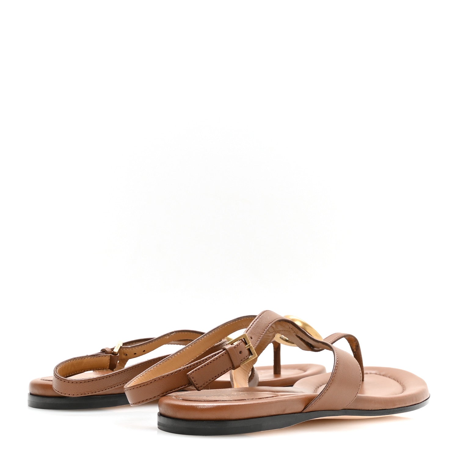 Gucci Calfskin GG Marmont Thong Sandals 38 Brown 5 of 8