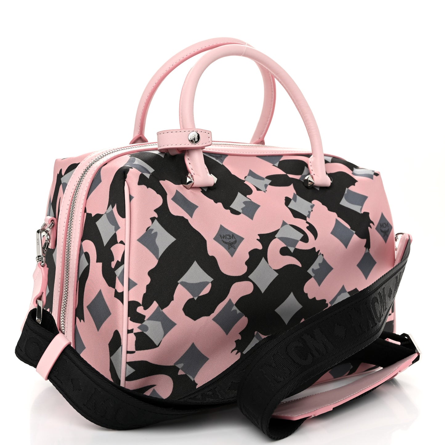 Nylon Camo Top Handle Satchel Pink Blush