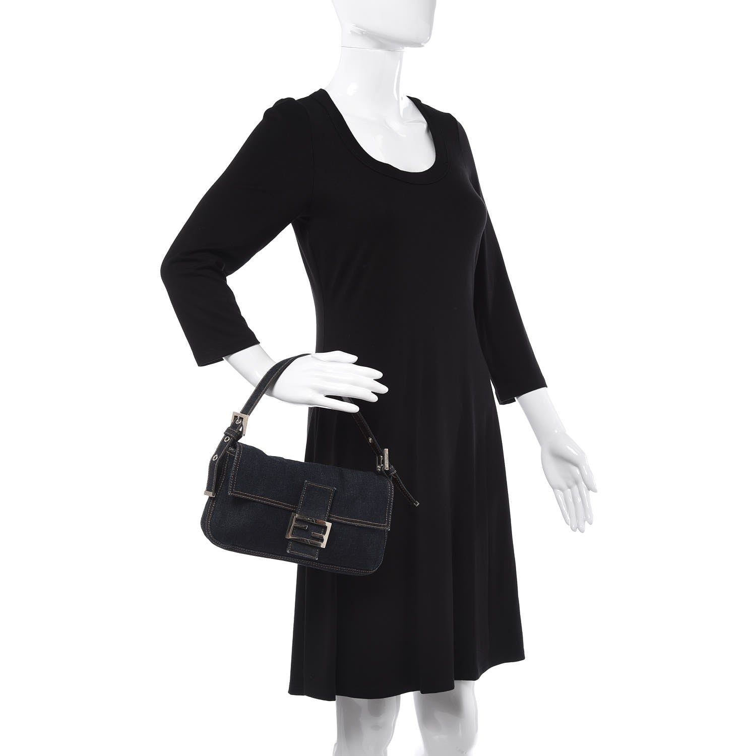 Fendi Denim Baguette Blue 2 of 12