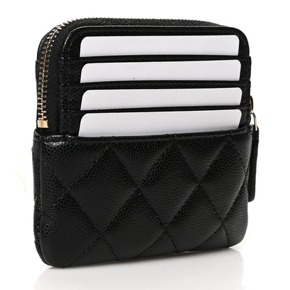 Chanel Caviar Quilted Zip Card Holder Wallet Black 3 of 9