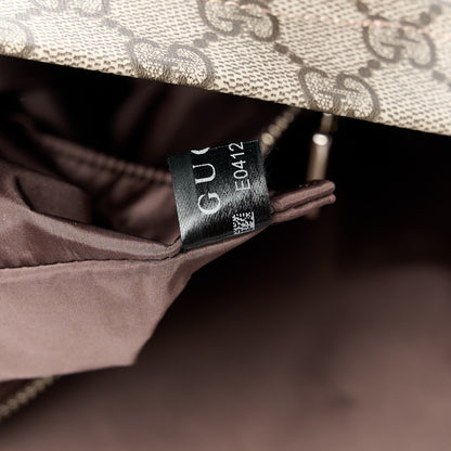 Gucci Tender GG Supreme Monogram Textured Dollar Calfskin Web Tote Beige Ebony New Acero 8 of 12