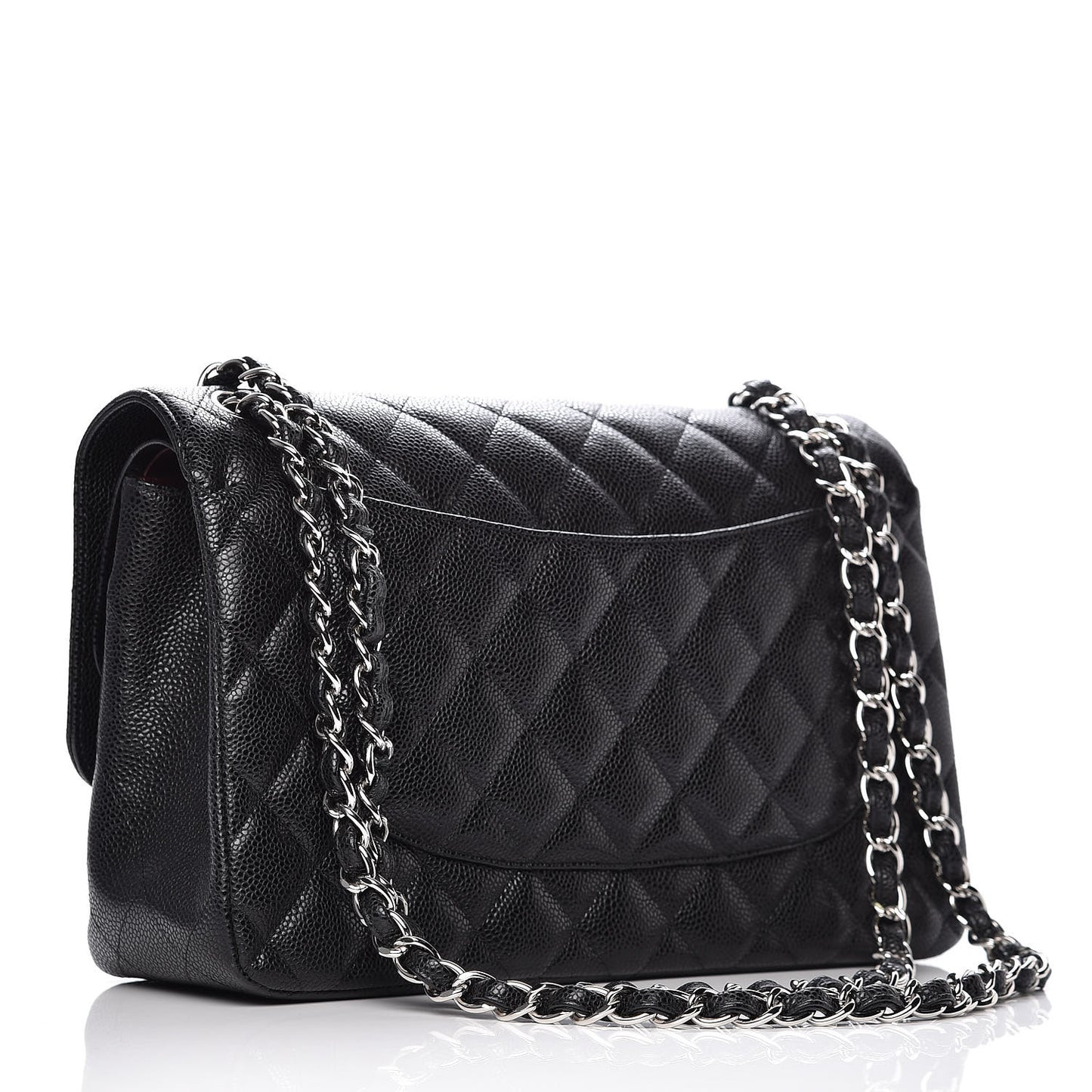 Caviar Quilted Jumbo Double Flap Black