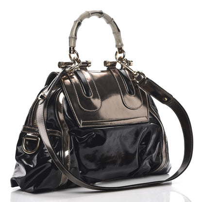 Gucci Dialux Pop Bamboo Top Handle Tote Black Pewter 4 of 10