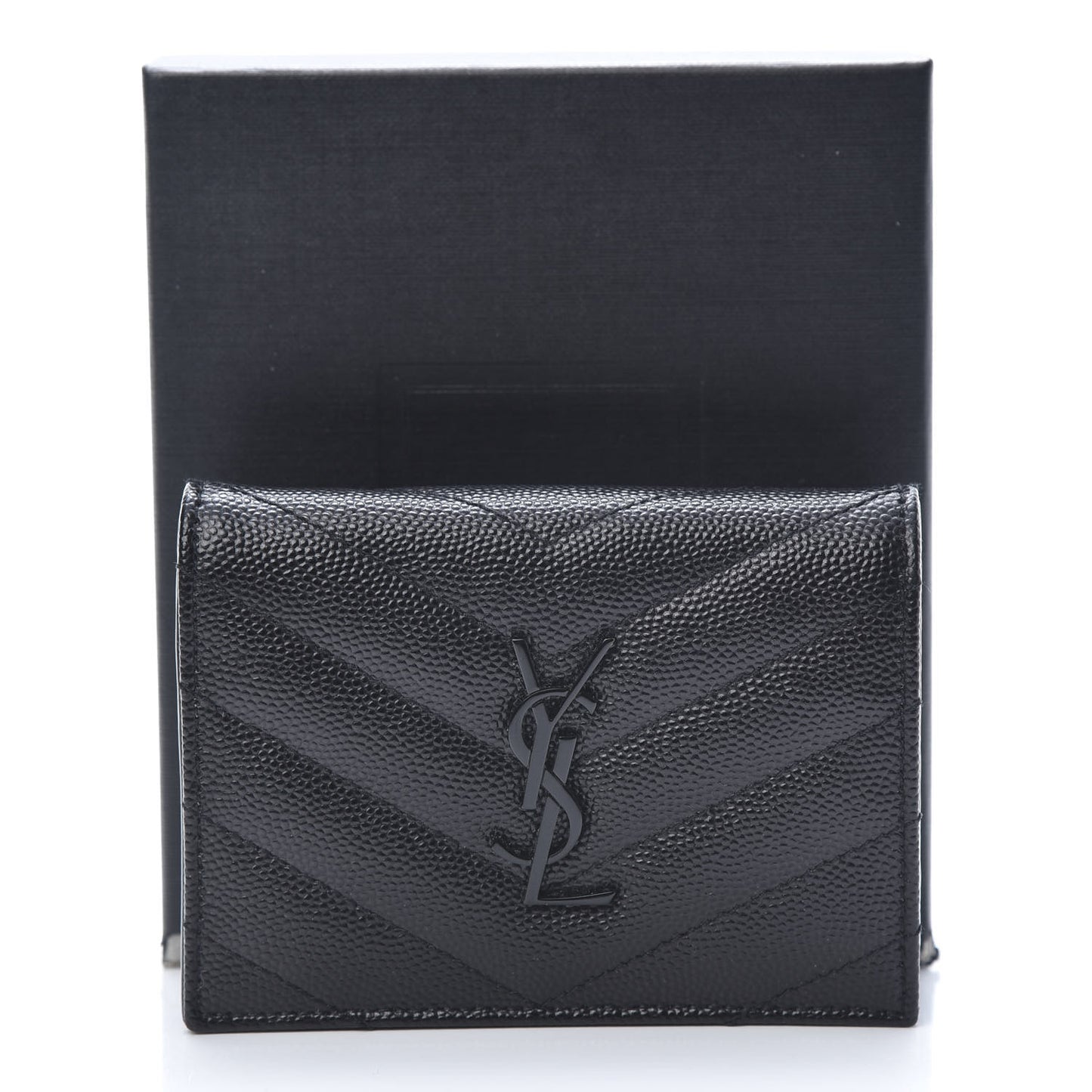 Grain De Poudre Matelasse Chevron Monogram Card Case Black