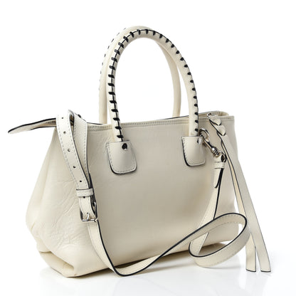 Alexander McQueen Calfskin Whipstitch Folk Tote White 3 of 22