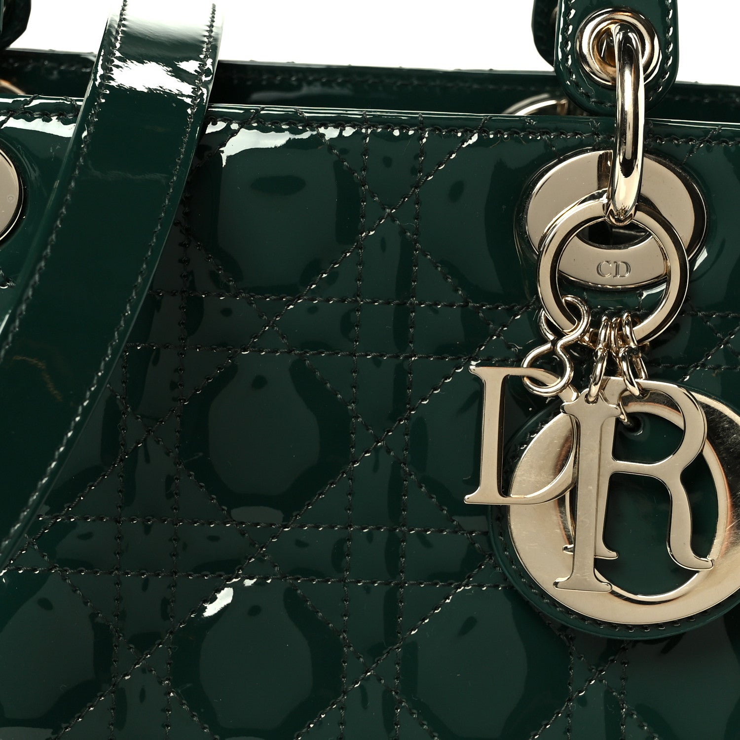 Christian Dior Patent Cannage Medium Lady Dior Pine Green 8 of 10