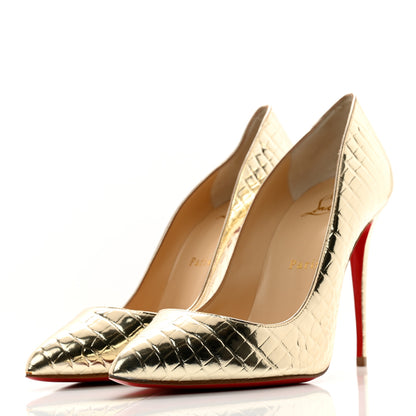 Christian Louboutin Metallo Cocco Pigalle Follies 100 Pumps 37.5 Platine 3 of 12