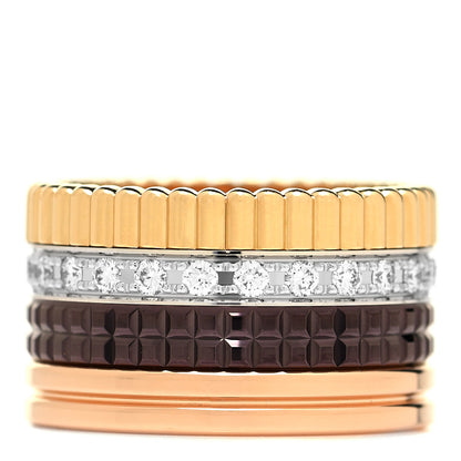 Boucheron 18K Pink Yellow White Gold PVD Diamond Large Quatre Classique Ring 51 5.75 1 of 5