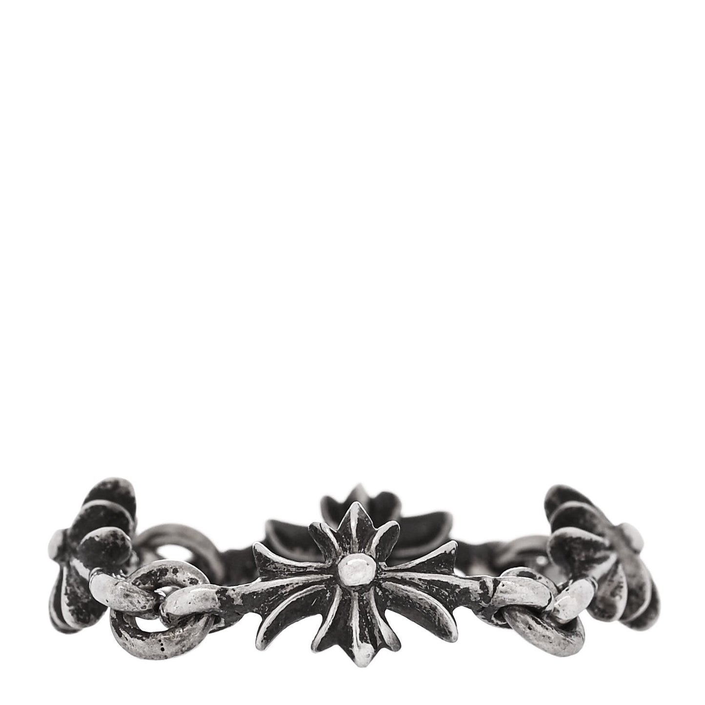 Sterling Silver Tiny E CH Cross Chain Ring 51 5.75