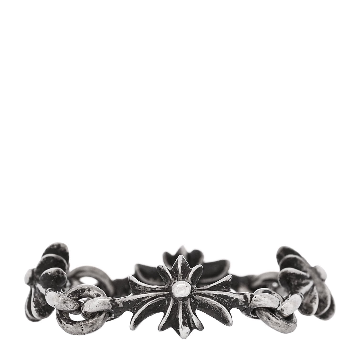 Chrome Hearts Sterling Silver Tiny E CH Cross Chain Ring 51 5.75 1 of 4