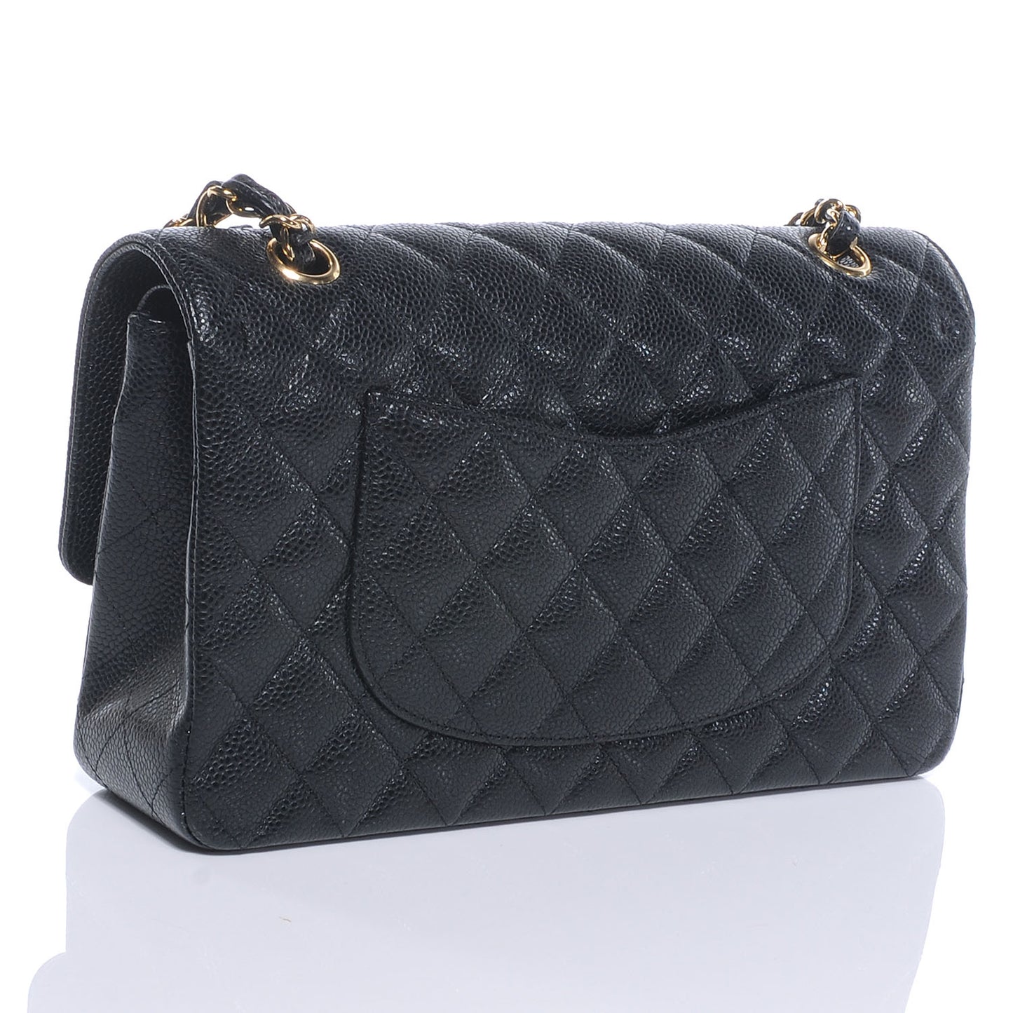 Caviar Quilted Medium Double Flap Black